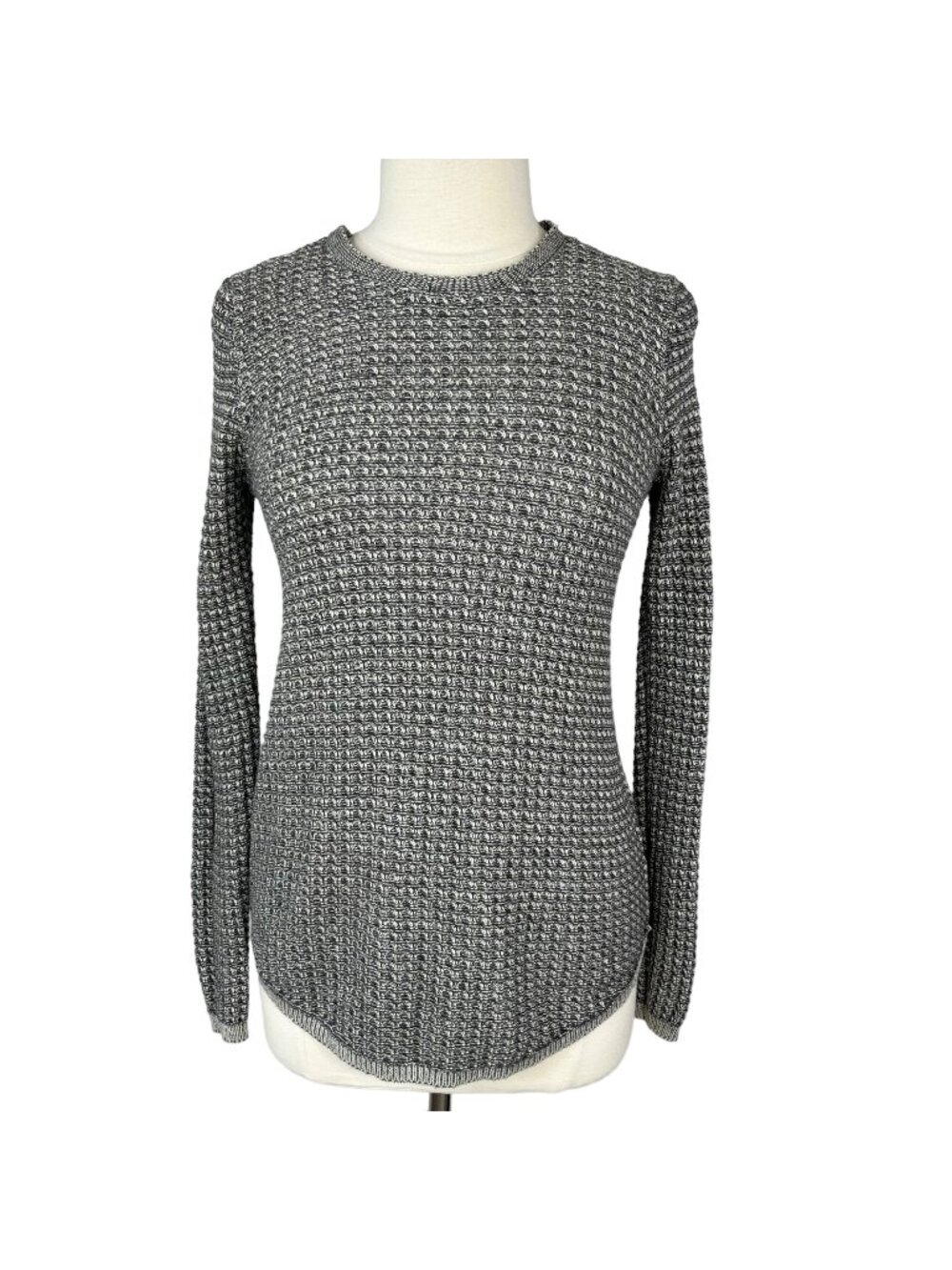 Jeanne Pierre Waffle Knit Sweater Womens Small Gray Cotton Winter
